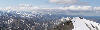 Widok z Green Dome (1978) na Alaska Range (Scott Peak (2691), Siverthrone (4029), McKinley (6194)) i dolin rzeki McKinley